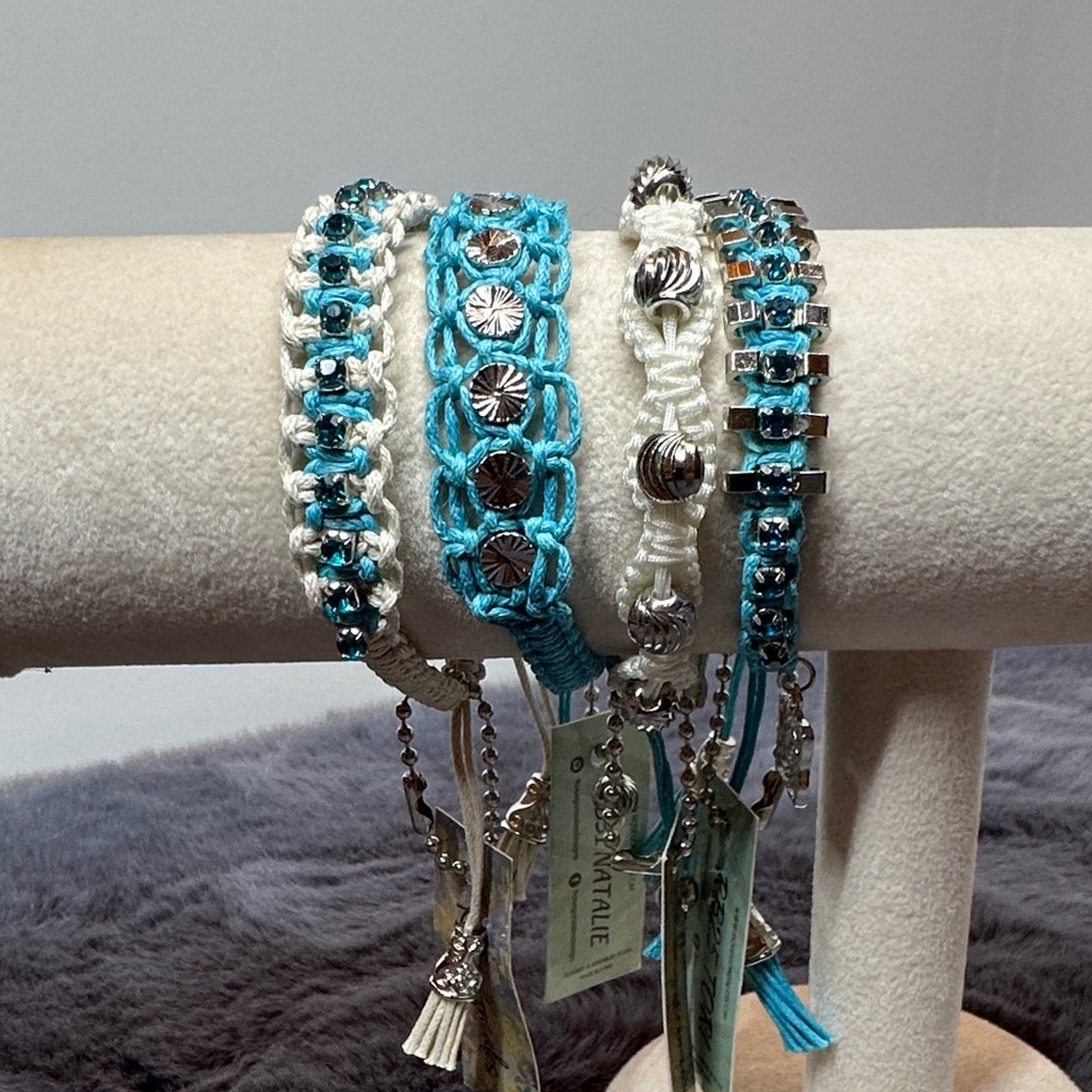 NWT -  Elegant Turquoise and White Bracelet Set with Swarovski crystals